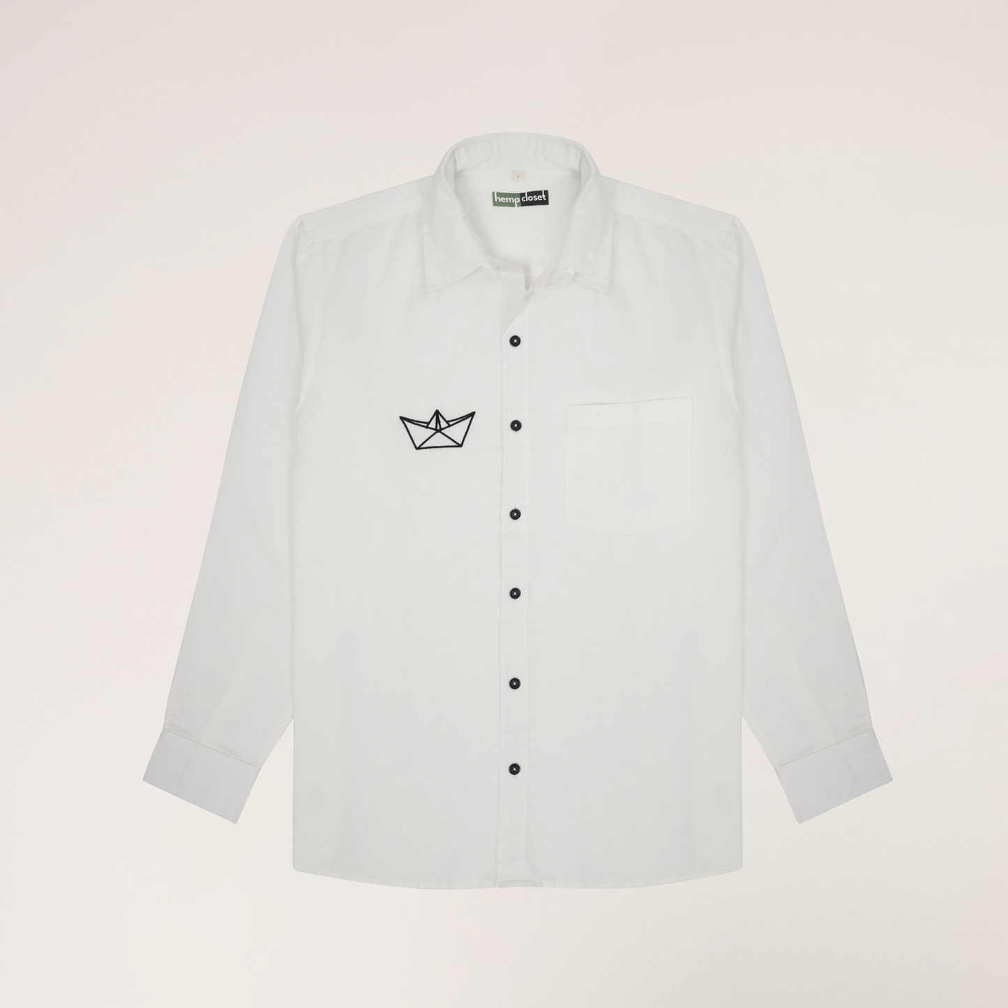Paper Boat | Embroidery | Hemp Cotton Sustainable Shirt | Men