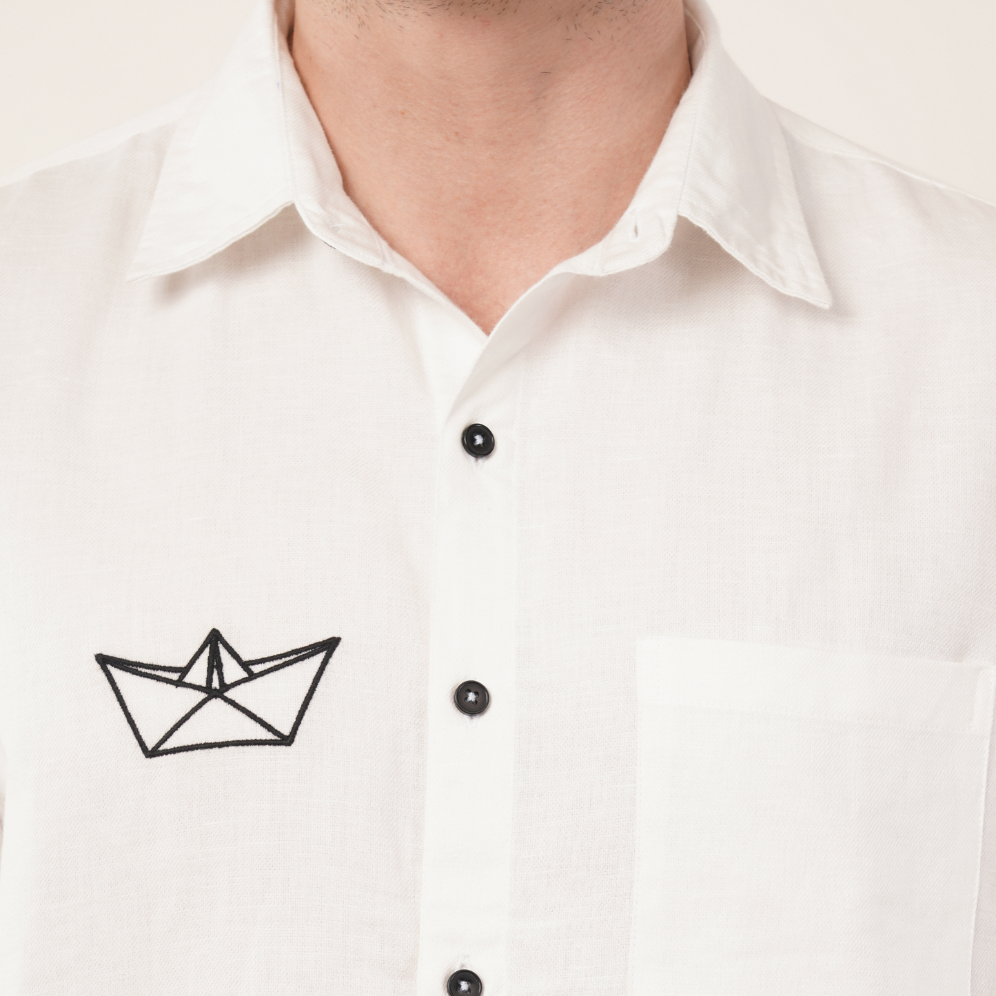 Paper Boat | Embroidery | Hemp Cotton Sustainable Shirt | Men