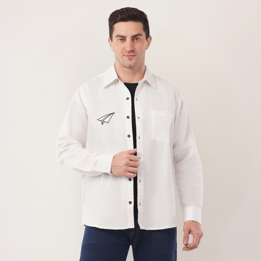 Paper Plane | Embroidery | Hemp Cotton Sustainable Shirt | Men