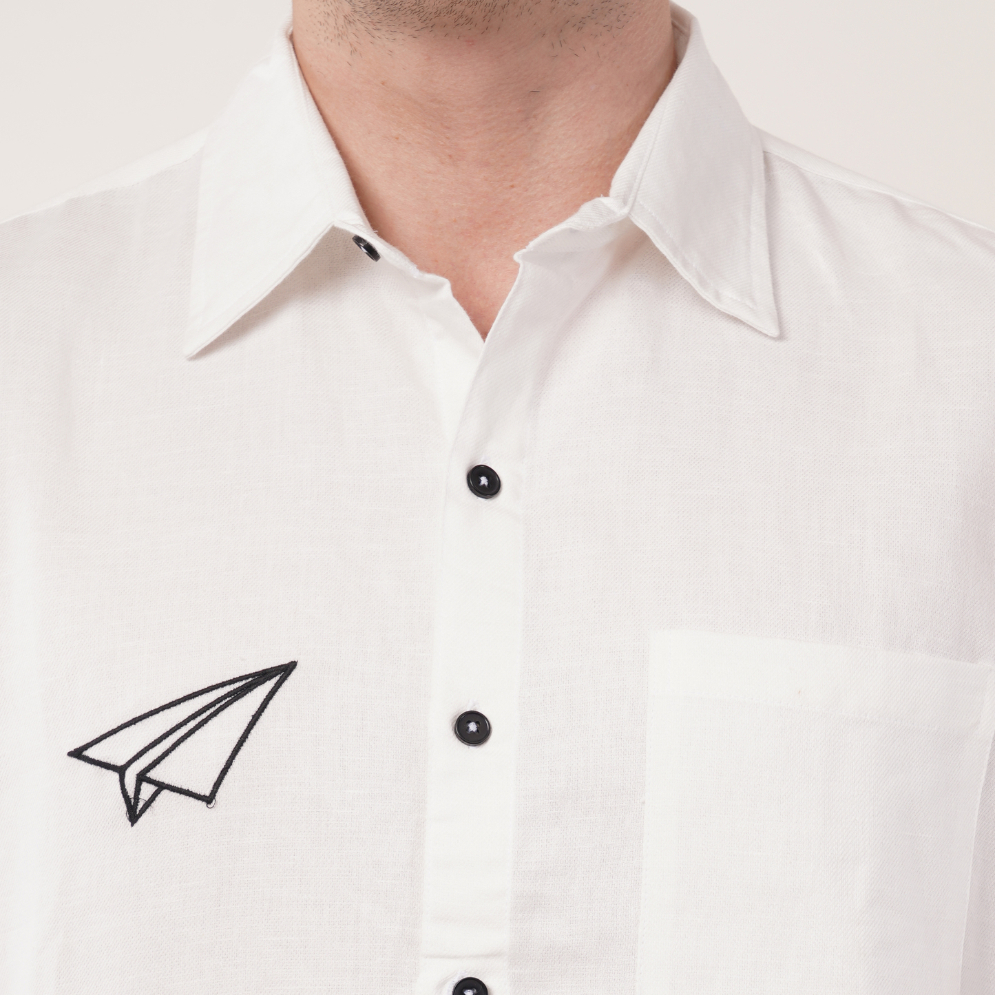 Paper Plane | Embroidery | Hemp Cotton Sustainable Shirt | Men