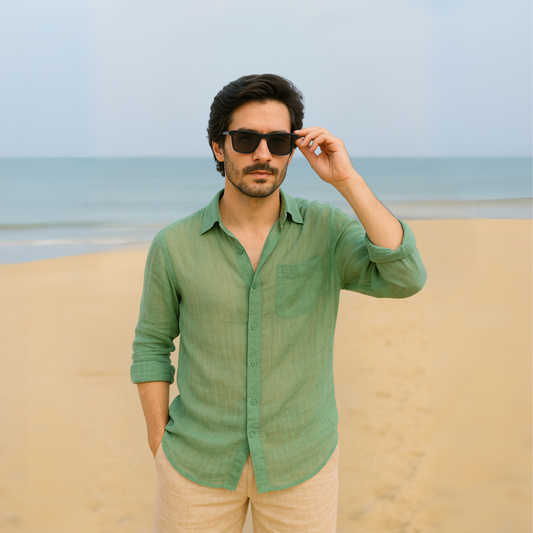 Featherlight Green | Beach Shirt | Breezers Collection