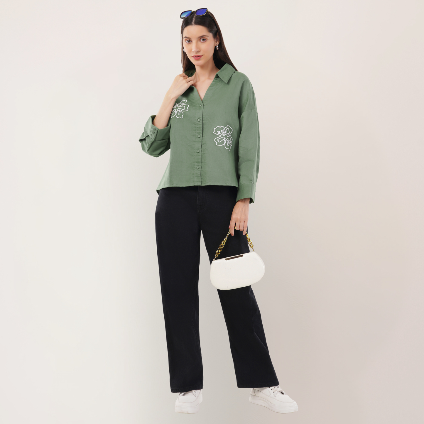 Olive Bloom | Hemp Cotton Sustainable Shirt | Women