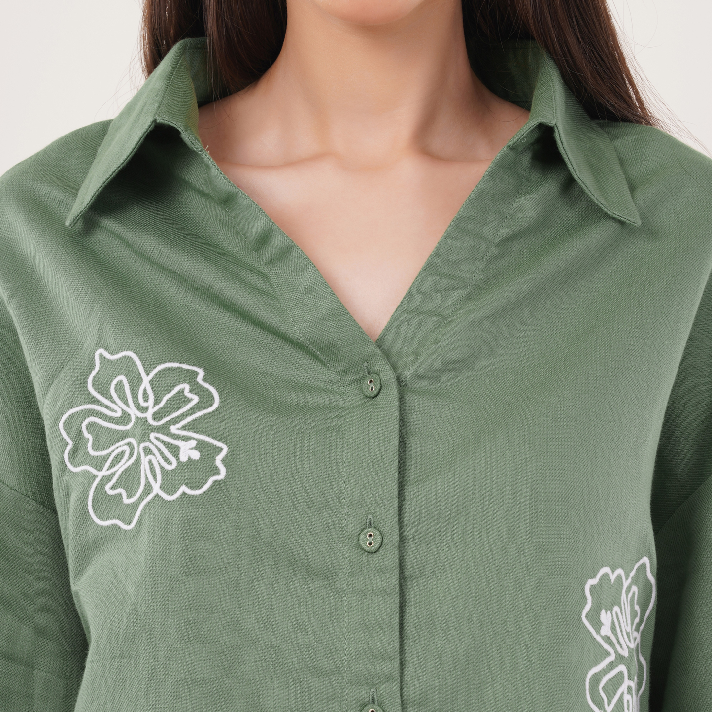 Olive Bloom | Hemp Cotton Sustainable Shirt | Women