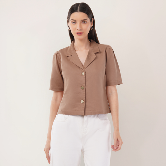 Mocha Latte | Hemp Cotton Sustainable Box Shirt | Women